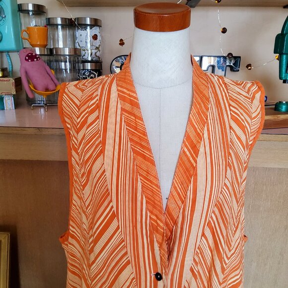 Cynthia Ashby Gorgeous Linen Trapeze Vest Layering Huge Pockets Size M - Picture 3 of 9